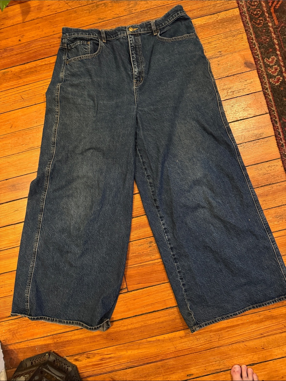 We The Free Wide Leg Dark Blue Denim Jeans